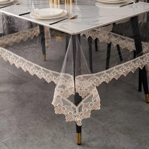 Clear Tablecloth Protector, 0.15mm Heavy Duty Waterproof Vinyl Table Cover with Elegant Lace Trim, Crystal Clear Oilproof Wipeable Reusable Rectangle Tablecloths for Dining Table, 60 x 84 Inch Clear Tablecloth Protector, 0.15mm Heavy Duty Waterproof Vinyl Table Cover with Elegant Lace Trim, Crystal Clear Oilproof Wipeable Reusable Rectangle Tablecloths for Dining Table, 60 x 84 Inch