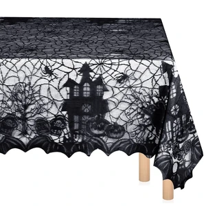 Halloween Spider Web Tablecloth Black Lace Gothic Party, 53 x 69 in | Haunted Theme Overlay for Masquerade Dinner, Scary Movie Nights, Bat Ghost Pattern, Reusable Spooky Atmosphere Decor Halloween Spider Web Tablecloth Black Lace Gothic Party, 53 x 69 in | Haunted Theme Overlay for Masquerade Dinner, Scary Movie Nights, Bat Ghost Pattern, Reusable Spooky Atmosphere Decor