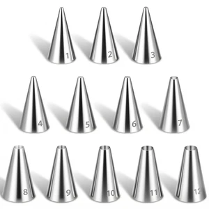 12 Pcs Frosting Tips Round Piping Tips Set, Stainless Steel Icing Tip for Decorating Cupcake Nozzles Small Cake Piping Tip Cake Writing Icing Pastry Dispensers Supplies for Baking Cookies Puff Cream 12 Pcs Frosting Tips Round Piping Tips Set, Stainless Steel Icing Tip for Decorating Cupcake Nozzles Small Cake Piping Tip Cake Writing Icing Pastry Dispensers Supplies for Baking Cookies Puff Cream