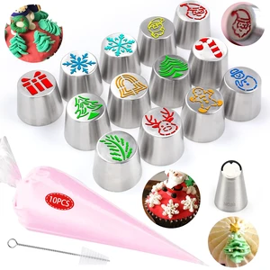 25 Pcs Extra Large Christmas Frosting Icing Tips Set | 13 XXL Christmas Frosting Piping Tips, 10 Disposable Pastry Bags, 1 Cleaning Brush, 1 Small Russian Icing Tips 25 Pcs Extra Large Christmas Frosting Icing Tips Set | 13 XXL Christmas Frosting Piping Tips, 10 Disposable Pastry Bags, 1 Cleaning Brush, 1 Small Russian Icing Tips