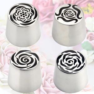 4pcs Russian Piping Tips Set Extra Large Stainless Steel Flower Icing Tips | Rose Floral Pastry Nozzles, Cake Decorating Supplies for DIY Cream Bouquets Buttercream Cupcake Cookie, Beginner-Friendly 4pcs Russian Piping Tips Set Extra Large Stainless Steel Flower Icing Tips | Rose Floral Pastry Nozzles, Cake Decorating Supplies for DIY Cream Bouquets Buttercream Cupcake Cookie, Beginner-Friendly