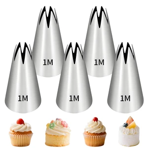 5 Pcs 1m Piping Tip,Stainless Steel | Star Cupcake Pastry Tips,For Cookie And Cake Decorating, Diy Cream. 5 Pcs 1m Piping Tip,Stainless Steel | Star Cupcake Pastry Tips,For Cookie And Cake Decorating, Diy Cream.