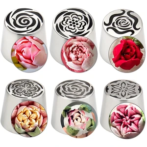 6Pcs Jumbo Russian Piping Tips Set, Stainless Steel Cake Decorating Extra Large Nozzles for Buttercream Flower Piping, Rose Tulip Cupcake Decorating, Reusable Icing Tips with 1 Pastry Brush (XXL, 6A) 6Pcs Jumbo Russian Piping Tips Set, Stainless Steel Cake Decorating Extra Large Nozzles for Buttercream Flower Piping, Rose Tulip Cupcake Decorating, Reusable Icing Tips with 1 Pastry Brush (XXL, 6A)