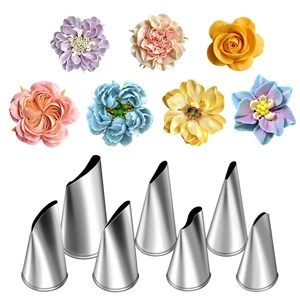 7 Pieces/Set Stainless Steel Cake Decorating Tips Set | Cream Icing Piping, Fondant Rose Nozzle, Pastry Tools 7 Pieces/Set Stainless Steel Cake Decorating Tips Set | Cream Icing Piping, Fondant Rose Nozzle, Pastry Tools