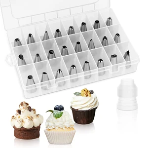 24 Piece Piping Tips Set, Icing Piping Nozzles with Storage Box, Stainless Steel Nozzles Tip for Cake Decorating 24 Piece Piping Tips Set, Icing Piping Nozzles with Storage Box, Stainless Steel Nozzles Tip for Cake Decorating
