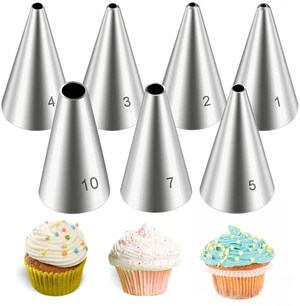 7 Pcs Round Hole Piping Tips Set Stainless Steel Cupcake Frosting Nozzles Cake Decorating Tool Russian Pastry Icing Dispensers Supplies for Baking Cookies Puff Doughnut Cream Bag Filler 7 Pcs Round Hole Piping Tips Set Stainless Steel Cupcake Frosting Nozzles Cake Decorating Tool Russian Pastry Icing Dispensers Supplies for Baking Cookies Puff Doughnut Cream Bag Filler