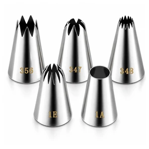 Large Piping Tips 5 Pieces,Stainless Steel Cake Decorating Nozzle Set | 1A 1E 356 347 348 Piping Tips For Cakes,Cupcakes,Cookies Large Piping Tips 5 Pieces,Stainless Steel Cake Decorating Nozzle Set | 1A 1E 356 347 348 Piping Tips For Cakes,Cupcakes,Cookies