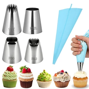 5 PCS Large Piping Tips Set, Stainless Steel | Frosting Tip with Reusable Pastry Bag, Pastry Cake Decorating Tip Cake Decorating Set for Jumbo Eclair Churro Meringue 5 PCS Large Piping Tips Set, Stainless Steel | Frosting Tip with Reusable Pastry Bag, Pastry Cake Decorating Tip Cake Decorating Set for Jumbo Eclair Churro Meringue