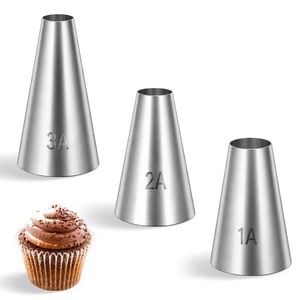 1A/2A/3A Large Cake Piping Tips, 3 PCS Round Piping Tip for Cake Decorating Stainless Steel Frosting Tips Professional Baking Decoration Tools for Cupcakes Cakes Cookies Macarons Pastry Fondant 1A/2A/3A Large Cake Piping Tips, 3 PCS Round Piping Tip for Cake Decorating Stainless Steel Frosting Tips Professional Baking Decoration Tools for Cupcakes Cakes Cookies Macarons Pastry Fondant
