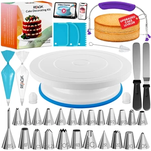 90PCs Cake Decorating Kit with Video Course for Beginner by Pro Baker | Upgraded Cake Leveler, Numbered Piping Tips with 55 Anti-burst Piping Bags,Smooth Cake Turntable, Icing Spatulas & Much more 90PCs Cake Decorating Kit with Video Course for Beginner by Pro Baker | Upgraded Cake Leveler, Numbered Piping Tips with 55 Anti-burst Piping Bags,Smooth Cake Turntable, Icing Spatulas & Much more