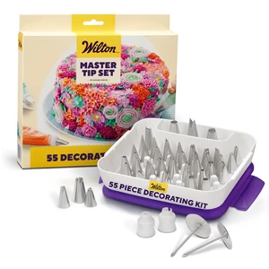Master Cake Decorating Piping Tips Set, 55-Piece with Case | 55-Piece Stainless Steel Tip Set with Storage Case for Piping Rosettes, Stars, Leaves & Borders on Cakes & Cupcakes Master Cake Decorating Piping Tips Set, 55-Piece with Case | 55-Piece Stainless Steel Tip Set with Storage Case for Piping Rosettes, Stars, Leaves & Borders on Cakes & Cupcakes
