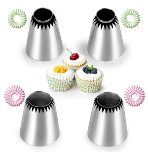 4 PCS Large Piping Tips Set - Grade Stainless Steel Big Piping Nozzles Kit for Pastry Cupcakes Cakes Cookies Decorating Supplies Baking Set #1 4 PCS Large Piping Tips Set - Grade Stainless Steel Big Piping Nozzles Kit for Pastry Cupcakes Cakes Cookies Decorating Supplies Baking Set #1