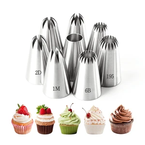 8Pcs Large Piping Tips Set, 304 Stainless Steel Cake Piping Tips, Pastry Frosting Icing Tips for Decorating Cookies, Cupcakes & Birthday Cake, Dishwasher Safe 8Pcs Large Piping Tips Set, 304 Stainless Steel Cake Piping Tips, Pastry Frosting Icing Tips for Decorating Cookies, Cupcakes & Birthday Cake, Dishwasher Safe