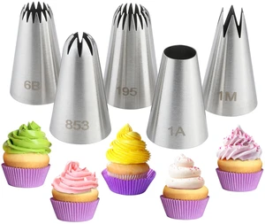 5PCS Large Piping Tips Set, Stainless Steel Cake Decorating Tips, Frosting Icing Tips for Cupcakes, Cake, Cookie and Decorating (Dishwasher Safe) 5PCS Large Piping Tips Set, Stainless Steel Cake Decorating Tips, Frosting Icing Tips for Cupcakes, Cake, Cookie and Decorating (Dishwasher Safe)