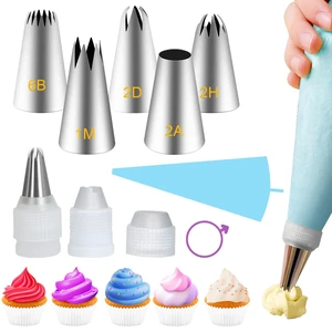 Large Piping Tips Set,Reusable Stainless Steel Icing Nozzles Kit | Cake Decorating Tips Set,Cake Decorating Tools, Frosting Icing Tips for DIY Pastry Dough, Cookie,Cupcake,Cake(1M 2D 2F 6B 2A) Large Piping Tips Set,Reusable Stainless Steel Icing Nozzles Kit | Cake Decorating Tips Set,Cake Decorating Tools, Frosting Icing Tips for DIY Pastry Dough, Cookie,Cupcake,Cake(1M 2D 2F 6B 2A)