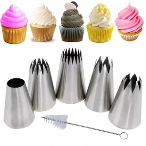Extra Large Piping Tips, Seamless Stainless Steel Icing Piping Nozzle Tip Set, DIY Icing Nozzle Tool for Birthday Cake & Cupcakes, with a Cleaning Brush (1A 356 347 348 1E) Extra Large Piping Tips, Seamless Stainless Steel Icing Piping Nozzle Tip Set, DIY Icing Nozzle Tool for Birthday Cake & Cupcakes, with a Cleaning Brush (1A 356 347 348 1E)