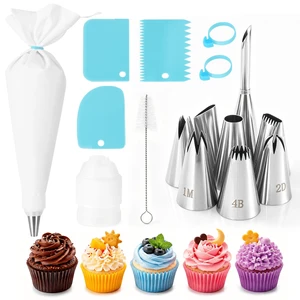 8PCS Large Piping Tips Set, Piping Bags and Tips Set, 304 Stainless Steel Cake Decorating Tips with Reusable Piping Bag, Cake Decorating Kit for Cookie, Cupcake, Cake Decoration 8PCS Large Piping Tips Set, Piping Bags and Tips Set, 304 Stainless Steel Cake Decorating Tips with Reusable Piping Bag, Cake Decorating Kit for Cookie, Cupcake, Cake Decoration