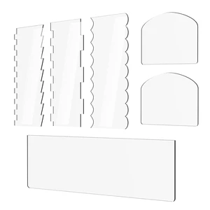 6 Pieces Clear Acrylic Cake Scraper Cake Decorating Comb Cake Edge Smoother Scraper Pastry Cutter 6 Pieces Clear Acrylic Cake Scraper Cake Decorating Comb Cake Edge Smoother Scraper Pastry Cutter