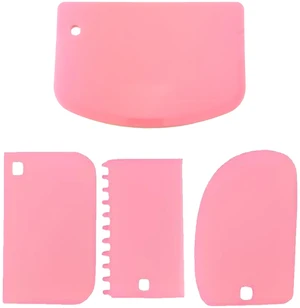 Cake Scraper Smoother Set and Sculpting & Modeling Tools, Cake Dough Flexible Spatula for Kitchen & Dining, 4 Pcs, Pink Cake Scraper Smoother Set and Sculpting & Modeling Tools, Cake Dough Flexible Spatula for Kitchen & Dining, 4 Pcs, Pink
