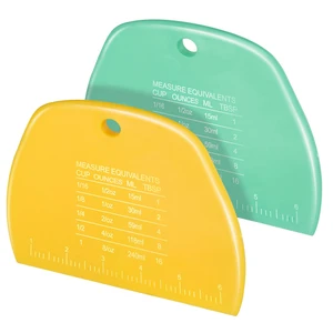 2 Pieces Dough Cutter, Bench Scraper Plastic, Sourdough Scraper, Dough Scraper with Measuring Scale, Multipurpose Food Scrapers for Dough, Cake, Bread, Icing Yellow and Green 2 Pieces Dough Cutter, Bench Scraper Plastic, Sourdough Scraper, Dough Scraper with Measuring Scale, Multipurpose Food Scrapers for Dough, Cake, Bread, Icing Yellow and Green
