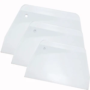 3 Piece Plastic Dough Scraper, Food Grade Trapezoidal Bread Scraper Bowl Scraper Set Multipurpose Kitchen Food Scraper for Bread Cake Fondant Icing Cream Pizza Making Size L M S 3 Piece Plastic Dough Scraper, Food Grade Trapezoidal Bread Scraper Bowl Scraper Set Multipurpose Kitchen Food Scraper for Bread Cake Fondant Icing Cream Pizza Making Size L M S