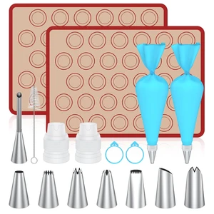Macaron Silicone Baking Mats, 2 Nonstick Macaroon Mat Silicone, 7 Piping Tips, 2 Piping Bags, 2 Bag Ties, 2 Couplers, 1 Puff Tip, 1 Brushes, 17 Pcs Macaron Baking Kits for Macarons Cookies Macaron Silicone Baking Mats, 2 Nonstick Macaroon Mat Silicone, 7 Piping Tips, 2 Piping Bags, 2 Bag Ties, 2 Couplers, 1 Puff Tip, 1 Brushes, 17 Pcs Macaron Baking Kits for Macarons Cookies