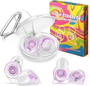 Concert Ear Plugs, 2 Pairs High Fidelity Ear Plugs with Acoustic Filter NRR of 22 and 24dB Noise Reduction for Festival, Nightclub, DJs, Musicians, Noisy Workplace(Purple) Concert Ear Plugs, 2 Pairs High Fidelity Ear Plugs with Acoustic Filter NRR of 22 and 24dB Noise Reduction for Festival, Nightclub, DJs, Musicians, Noisy Workplace(Purple)