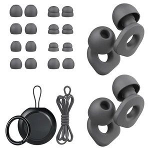 2 Pairs of Earplugs for Sleeping,Reusable Hearing Protection Ear Plugs with 8 Pairs Ear Tips & One Connector Cord,Soft Earplugs for Noise Reduction,Concert,Musician & Work - 25dB-30dB 2 Pairs of Earplugs for Sleeping,Reusable Hearing Protection Ear Plugs with 8 Pairs Ear Tips & One Connector Cord,Soft Earplugs for Noise Reduction,Concert,Musician & Work - 25dB-30dB