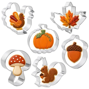 Fall Thanksgiving Cookie Cutters, 6 PCS Fall Cookie Cutters Stainless Steel | Squirrel Leaf Pumpkin Turkey Acorn Shaped Biscuit Molds,Food Baking Supplies Fall Party Favors Decorations Kit for Kitchen Fall Thanksgiving Cookie Cutters, 6 PCS Fall Cookie Cutters Stainless Steel | Squirrel Leaf Pumpkin Turkey Acorn Shaped Biscuit Molds,Food Baking Supplies Fall Party Favors Decorations Kit for Kitchen