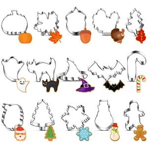 15 Pcs Fall Holiday Cookie Cutters Set, Halloween Thanksgiving | Stainless Steel with Pumpkin, Ghost, Gingerbread Man, Turkey, Snowman, Tree Shapes for Festive Baking and Party 15 Pcs Fall Holiday Cookie Cutters Set, Halloween Thanksgiving | Stainless Steel with Pumpkin, Ghost, Gingerbread Man, Turkey, Snowman, Tree Shapes for Festive Baking and Party