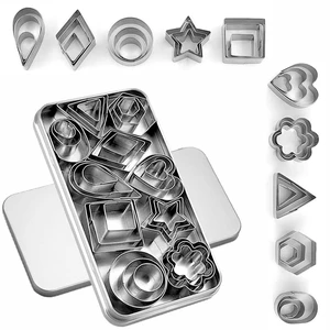 30Pcs Mini Cookie Cutter Set with Box, 3 Sizes Per Shape | Stainless Steel, Tiny Polymer Clay Cutters, Small Geometric Biscuit Mold Set, Safe for Kids 30Pcs Mini Cookie Cutter Set with Box, 3 Sizes Per Shape | Stainless Steel, Tiny Polymer Clay Cutters, Small Geometric Biscuit Mold Set, Safe for Kids