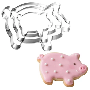 Pig Cookie Cutter Set-Size 4.7" 3.8" 3.0"-3 Piece-Dishwasher Safe Animal Fondant Cookie Cutters for Baking Pig Cookie Cutter Set-Size 4.7" 3.8" 3.0"-3 Piece-Dishwasher Safe Animal Fondant Cookie Cutters for Baking