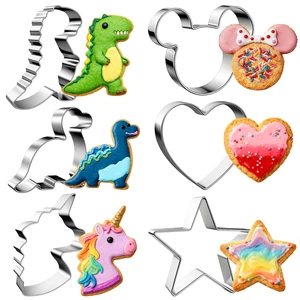 Stainless Steel Cookie Cutters, Mickey Unicorn Dinosaur Heart Star | Biscuit Cutter Molds for Baking or Valentine's Day Christmas Holiday Party Decorations Stainless Steel Cookie Cutters, Mickey Unicorn Dinosaur Heart Star | Biscuit Cutter Molds for Baking or Valentine's Day Christmas Holiday Party Decorations