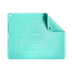 Silicone Pastry Mat, Dough Rolling Baking Sheet, 16"x20", Aqua Sky | Food-Grade Liquid Silicone, Non-Stick Non-Slip, Baking Supplies for Pizza Cookie Pie Crust, Clear Measurement & Raised Edges Silicone Pastry Mat, Dough Rolling Baking Sheet, 16"x20", Aqua Sky | Food-Grade Liquid Silicone, Non-Stick Non-Slip, Baking Supplies for Pizza Cookie Pie Crust, Clear Measurement & Raised Edges