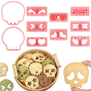 Halloween Cookie Cutters Set, Skull Cookie Cutter, Biscuit Molds | Multiple Expression Combinations Cute Biscuit Cutters for Cookie, Fondant, Pastry, Cake Decor Halloween Cookie Cutters Set, Skull Cookie Cutter, Biscuit Molds | Multiple Expression Combinations Cute Biscuit Cutters for Cookie, Fondant, Pastry, Cake Decor