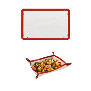 Locking Dials Silicone Fiber Baking Mat to Prevent Leaks, Nonstick Reusable Heat Resistant Baking Sheet Corners Snap Together to Form Leakproof Oven Liner Locking Dials Silicone Fiber Baking Mat to Prevent Leaks, Nonstick Reusable Heat Resistant Baking Sheet Corners Snap Together to Form Leakproof Oven Liner