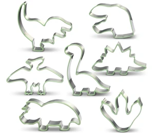 7 Piece Dinosaur Cookie Cutters Set, Silicone Rim Baking Set | Dishwasher-safe stainless steel cutters for cookies, fondant, sandwiches, dinosaur parties and home baking treats 7 Piece Dinosaur Cookie Cutters Set, Silicone Rim Baking Set | Dishwasher-safe stainless steel cutters for cookies, fondant, sandwiches, dinosaur parties and home baking treats