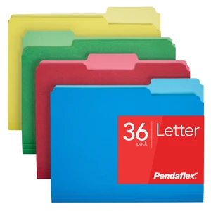 Colored File Folders, 36 Pack, Letter Size (8.5" x 11"), 3 Tabs, Durable Paper, Assorted Colors: Green, Yellow, Red & Blue, Color-Coding for School, Office & Home Document Organization Colored File Folders, 36 Pack, Letter Size (8.5" x 11"), 3 Tabs, Durable Paper, Assorted Colors: Green, Yellow, Red & Blue, Color-Coding for School, Office & Home Document Organization