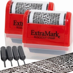 2 Pack Identity Theft Protection Blockout Stamp - Roller Stamps with Four Replacement Ink Tubes - Red Unit 2 Pack Identity Theft Protection Blockout Stamp - Roller Stamps with Four Replacement Ink Tubes - Red Unit