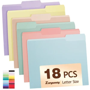 Color File Folders, 1/3-Cut Tabs, 18 Pack File Folder Letter Size, 8.5x11 Inch Manilla folders, 6 Pastel Colors Organizer File Folders for School Home Office Business Color File Folders, 1/3-Cut Tabs, 18 Pack File Folder Letter Size, 8.5x11 Inch Manilla folders, 6 Pastel Colors Organizer File Folders for School Home Office Business