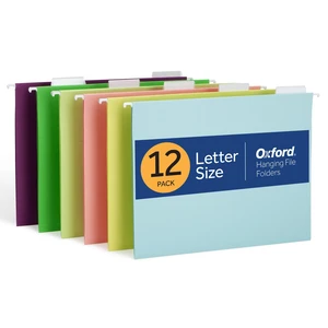 Hanging File Folders, 12 Pack, Letter Size (8.5" x 11"), 6 Assorted Colors, 5 Tab Positions, Includes Tabs and Inserts, Hanging Files for Office and Document Organization Hanging File Folders, 12 Pack, Letter Size (8.5" x 11"), 6 Assorted Colors, 5 Tab Positions, Includes Tabs and Inserts, Hanging Files for Office and Document Organization