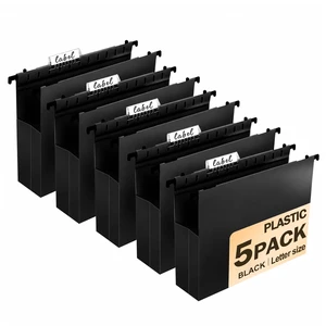 5 Pack Heavy Duty Plastic Hanging File Folders, Letter Size, Black | Water-Resistant & Durable, 2" Expandable Pockets, Adjustable Hanging Hooks, Extra Capacity, Ideal for File Cabinets, Drawers 5 Pack Heavy Duty Plastic Hanging File Folders, Letter Size, Black | Water-Resistant & Durable, 2" Expandable Pockets, Adjustable Hanging Hooks, Extra Capacity, Ideal for File Cabinets, Drawers
