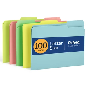 Colored File Folders, 100 Pack, Letter Size (8.5" x 11"), 3 Tabs, 5 Pastel Colors, Color-Coding for School, Office & Home Document Organization Colored File Folders, 100 Pack, Letter Size (8.5" x 11"), 3 Tabs, 5 Pastel Colors, Color-Coding for School, Office & Home Document Organization