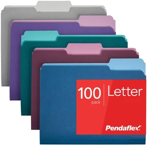 Pendaflex Two Tone Color File Folders, Letter Size, Assorted Colors (Teal, Violet, Gray, Navy and Burgundy), 1/3-Cut Tabs, 5 Color, 100/Box, (02315) Pendaflex Two Tone Color File Folders, Letter Size, Assorted Colors (Teal, Violet, Gray, Navy and Burgundy), 1/3-Cut Tabs, 5 Color, 100/Box, (02315)