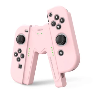 Switch Joy-Con Charging Grip Compatible with Nintendo Switch & OLED Model, V-Shaped Pink Gaming Charger with Indicators Switch Joy-Con Charging Grip Compatible with Nintendo Switch & OLED Model, V-Shaped Pink Gaming Charger with Indicators