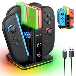 Switch Controller Charger for Nintendo Switch 2/1/OLED for Joycon | 8 in 1 Fast Controller Charging Dock, Dual-Direction Magnetic Charger Station Stand, 9 RGB Light for Joycon 2/1 Accessories Switch Controller Charger for Nintendo Switch 2/1/OLED for Joycon | 8 in 1 Fast Controller Charging Dock, Dual-Direction Magnetic Charger Station Stand, 9 RGB Light for Joycon 2/1 Accessories
