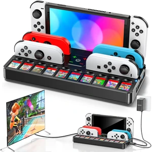 Switch Docking Station for TV with Controller Charger, Replacement for Switch TV Dock with HDMI Adapter, SW Base Station Portable Charging Dock with 10 Game Slots Switch Docking Station for TV with Controller Charger, Replacement for Switch TV Dock with HDMI Adapter, SW Base Station Portable Charging Dock with 10 Game Slots