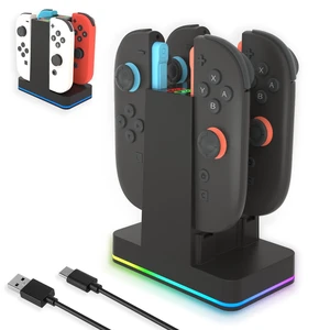 Switch 2 JoyCon Charging Dock for Nintendo Switch 1/2 Controller | JoyCon Charger for Nintendo Charging Station with RGB Light - 4 in 1 Charge Switch 1/2 with Power Cord Nintendo Accessories Switch 2 JoyCon Charging Dock for Nintendo Switch 1/2 Controller | JoyCon Charger for Nintendo Charging Station with RGB Light - 4 in 1 Charge Switch 1/2 with Power Cord Nintendo Accessories