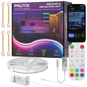 COB LED Strip Lights Pro, UL-Listed RGB Smart IC Chasing Color Addressable COB LED Tape Light, Music Sync Flexible RGB LED Lights, Smart Strip Light, for Party, Bedroom, Color Changing, 20ft COB LED Strip Lights Pro, UL-Listed RGB Smart IC Chasing Color Addressable COB LED Tape Light, Music Sync Flexible RGB LED Lights, Smart Strip Light, for Party, Bedroom, Color Changing, 20ft