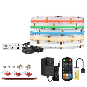 16.4FT RGBCCT COB LED Strip Light Kit, DC24V Color Changing | RGB+Tunable White Light, UL Listed 12mm Width LED Strip with ETL Remote Control and Power Supply for Home Party DIY Lighting 16.4FT RGBCCT COB LED Strip Light Kit, DC24V Color Changing | RGB+Tunable White Light, UL Listed 12mm Width LED Strip with ETL Remote Control and Power Supply for Home Party DIY Lighting